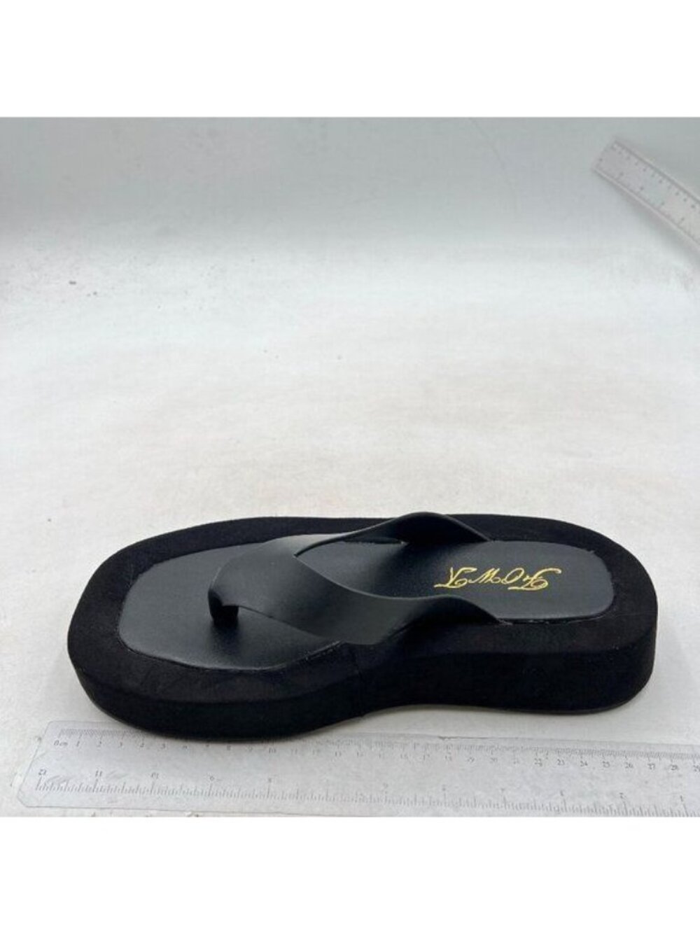 FOWT Women Round Toe Flip Flops Wedge Low Heel Mule Slippers Beach Shoes Black